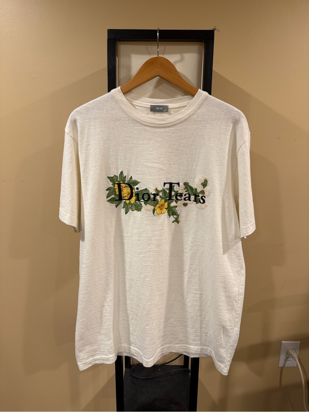 Dior x Denim Tears Floral Embroidered Logo White t-Shirt